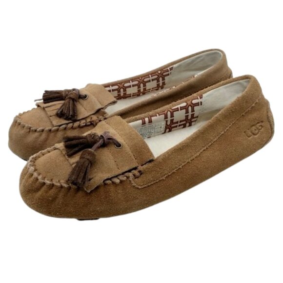 UGG~Lizzy~WOMEN'S SUEDE LEATHER SHEARLING MOCCASIN SLIPPERS SHOES~SIZE 8 - Picture 1 of 7